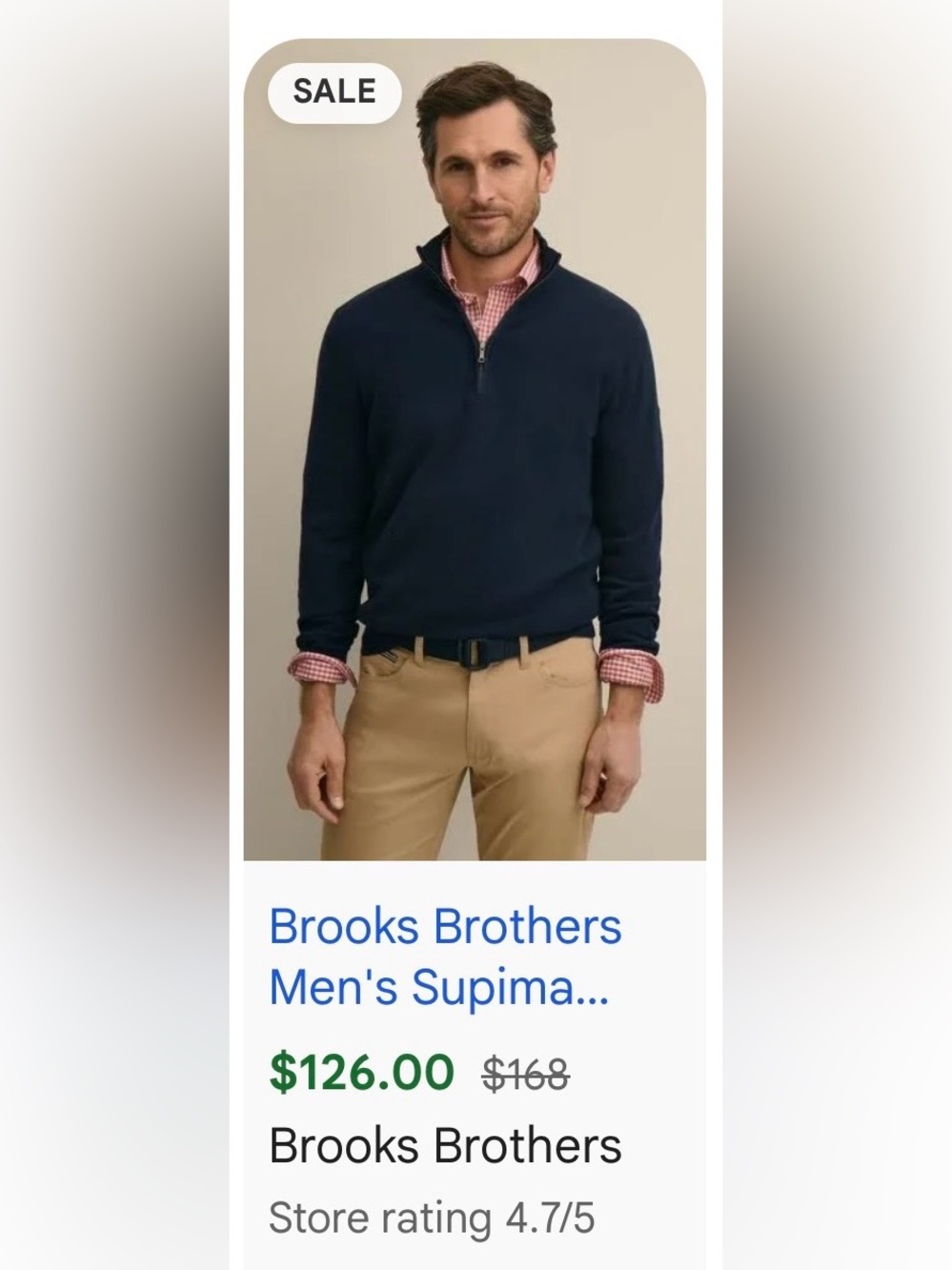 Brooks Brothers Supima Cotton Dark Navy Quarter Zip-Up Sweater